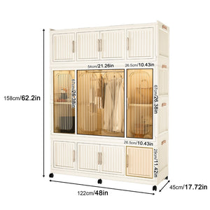 English Elm Portable Wardrobe Closet Organizer - 12 Modular Storage Cubes, Hanging Rod & Magnetic Doors, White W2699P327121-GIGA