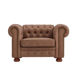 English Elm Classic Chesterfield Sofa Chair For Living Room Brown Faux Leather