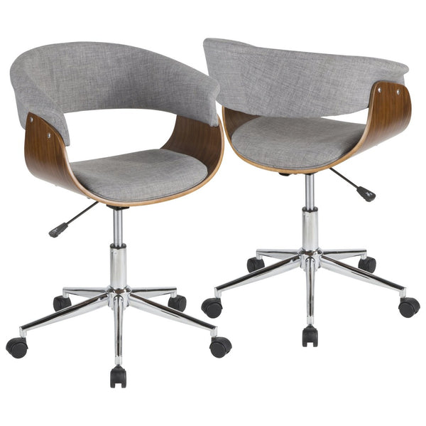 English Elm Task Chair with Chrome Five Star Base Grey Fabric Seat for Modern Home Office Use B202P474198
