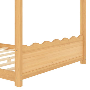 English Elm Twin House Frame Floor Bed Solid Pine Kids Room Montessori Low Profile Play Nook W1580P387841