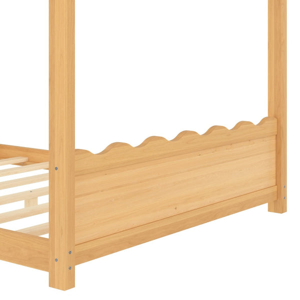 English Elm Twin House Frame Floor Bed Solid Pine Kids Room Montessori Low Profile Play Nook W1580P387841