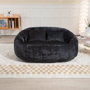 English Elm Bean Bean Bag Sofa High-Density Memory Foam Two-Seater Lounger High Back Chenille Cozy Support Black W395P181440
