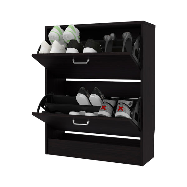 English Elm Shoe Compact 31.5" H Two-Door Black Wengue Storage Cabinet for Entryway Bedroom, Durable Eco-Friendly B097P395865