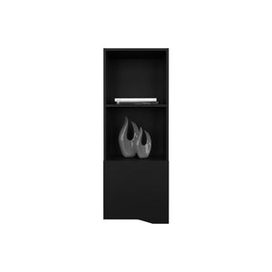 English Elm Wall Engineered Wood Cabinet with Single Door and Two Shelves for Kitchen Storage, Modern Durable Design Black 44.09 L x 16.14 W x 2.76 H B097P250868