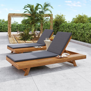 English Elm Christopher Knight Home® - Lounge Chaise Set – Stylish Acacia Wood With Dark Grey Water-Resistant Cushions For Outdoor Comfort N770P253442T_N770P253018G