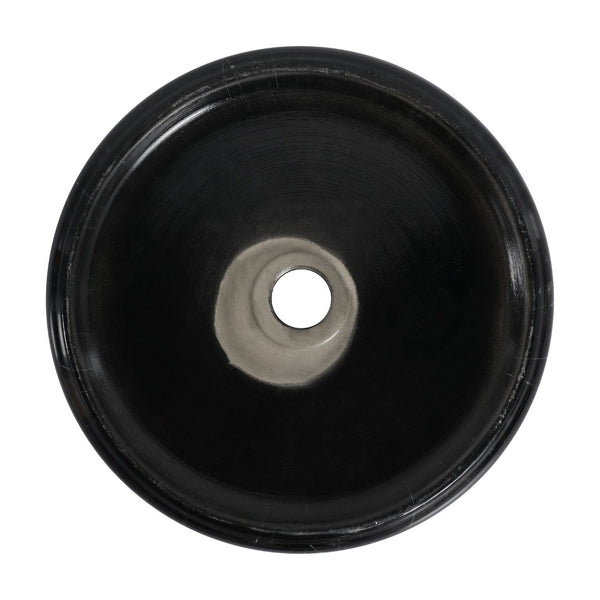 English Elm Ceramic Vessel Sink Round Above Counter Art Basin Black White Patterned Bath W999P418283