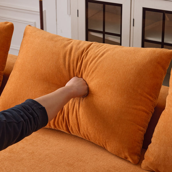 English Elm 108*68 Inch Extra-Deep Modular Sofa - Cozy Chenille Lounge For 4, No Assembly, Vibrant Orange Style W1829S00051