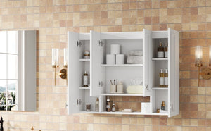 English Elm Modern Wall Mounted Medicine Cabinet with Open Shelving and Soft Close Hinges for Bath N710P358592K