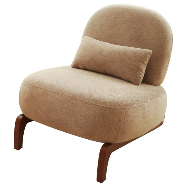 English Elm Cute Barrel Velvet Accent Chair Armless Solid Wood Legs Cozy Reading Nook Seat Camel W2105P412976