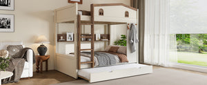 English Elm Twin Triple Metal Bunk Bed Matte Powder Coated Frame with Full Safety Guardrails W1580S00425