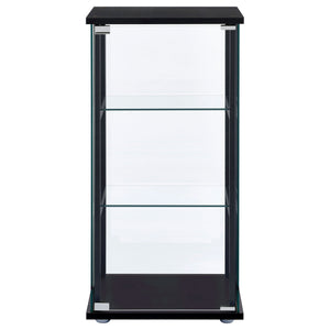 English Elm Callie Black Glass Curio Cabinet with 3 Shelves - Sleek Tempered Glass Door, Stylish Storage Display B062P328663