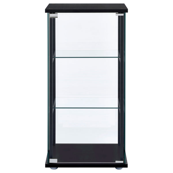 English Elm Callie Black Glass Curio Cabinet with 3 Shelves - Sleek Tempered Glass Door, Stylish Storage Display B062P328663