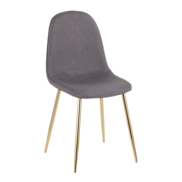 English Elm Pebble Mid-Century Accent Chair Set with Gold Steel Frame, Padded Upholstery for Dining & Lounge Charcoal B202P223624