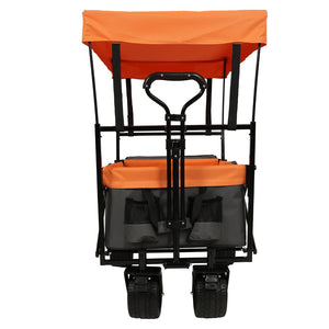 English Elm 480lbs Foldable All-terrain Wagon with Canopy Mosquito Net for Camping Outdoor Orange W2932P253227