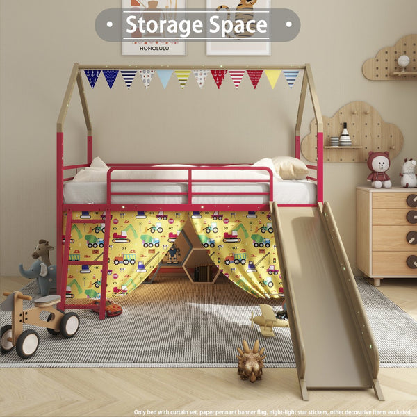 English Elm Jack Metal Junior Loft Bed With Slide & Superhero Curtains – Space-Saving Fun For Kids' Rooms! B083P354667