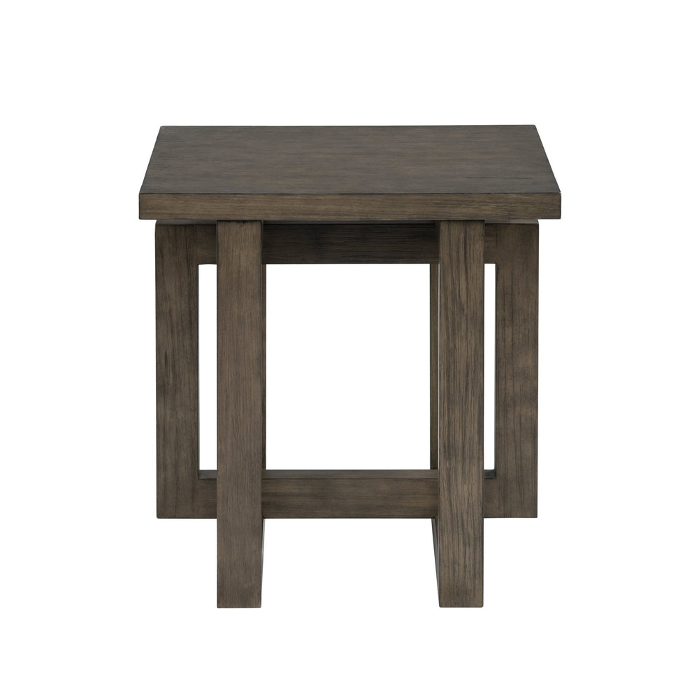 Crestview Collection Transitional End Table - Solid Pine Wood With Geometric Base & Rustic Charm For Modern Spaces Brown Solid Wood Cvfdr1215