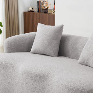 English Elm Grey Curved Loveseat Sofa with Round Armrest, Plush Foam+Spring Comfort, 2 Pillows, No Assembly W3612P332453
