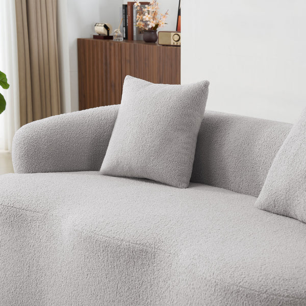 English Elm Grey Curved Loveseat Sofa with Round Armrest, Plush Foam+Spring Comfort, 2 Pillows, No Assembly W3612P332453