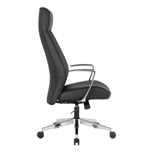 OSP Home Furnishings High Back Executive Office Chair with Antimicrobial Fabric Synchro Tilt and Chrome Base 62200C-R107
