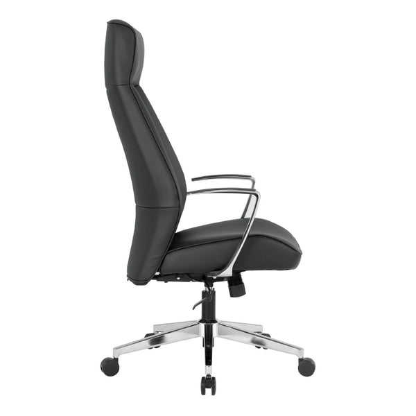 OSP Home Furnishings High Back Executive Office Chair with Antimicrobial Fabric Synchro Tilt and Chrome Base 62200C-R107