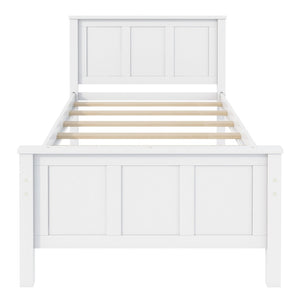 English Elm Twin Pine Platform Bed with Pull-out Trundle Storage Drawers for Kids or Guests White N7090008815K
