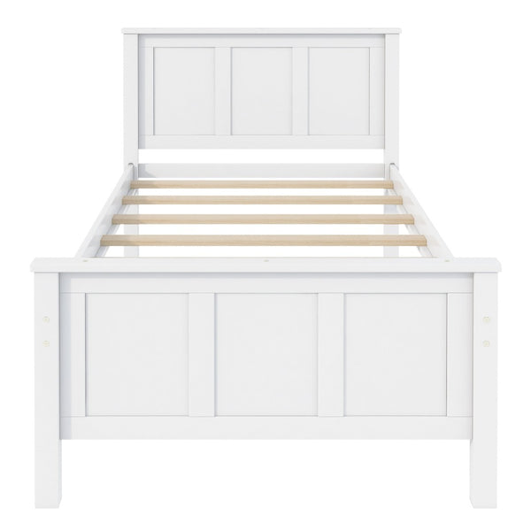 English Elm Twin Pine Platform Bed with Pull-out Trundle Storage Drawers for Kids or Guests White N7090008815K