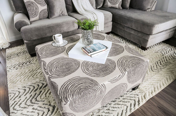 English Elm Transitional Gray Patterned Ottoman - Oversized Square Design For Versatile Seating & Decor Use B2741P356307-GIGA