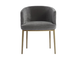 Sunpan Cornella Dining Armchair - Elegant Modern Design with Antique Brass Frame and Diamond Stitching Detail Blush Grey