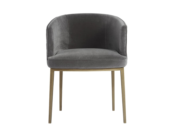 Sunpan Cornella Dining Armchair - Elegant Modern Design with Antique Brass Frame and Diamond Stitching Detail Blush Grey