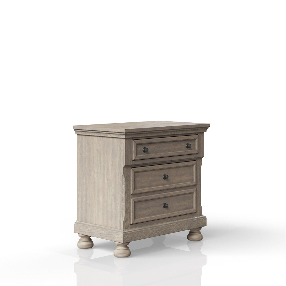 English Elm Antique Two-Drawer Gray Nightstand with Solid Wood & MDF, Transitional Design, Top Seller Quality B2699P208272