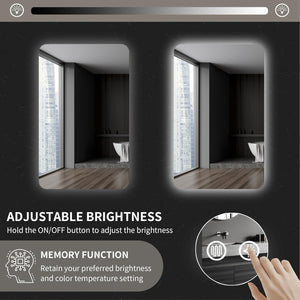 English Elm Rectangular Backlit Mirror Bathroom 24"X36" - Modern Led Illumination, Anti-Fog, & Memory Function W2203P356276-GIGA