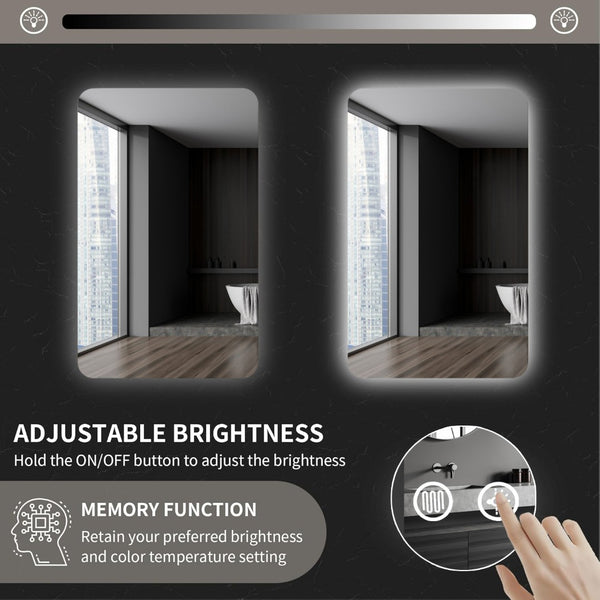 English Elm Rectangular Backlit Mirror Bathroom 24"X36" - Modern Led Illumination, Anti-Fog, & Memory Function W2203P356276-GIGA