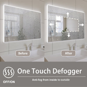 English Elm 40 40 x 28 in Rectangular Acrylic Framed Dimmable LED Vanity Mirror with Anti‑Fog, 3-Temp Touch Control W716P233447