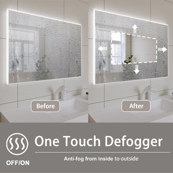 English Elm 40 40 x 28 in Rectangular Acrylic Framed Dimmable LED Vanity Mirror with Anti‑Fog, 3-Temp Touch Control W716P233447