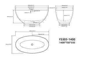 English Elm 55" Freestanding Soaking Tub Eco Stone Resin Matte Finish Spa Inspired Bath T3785P353952