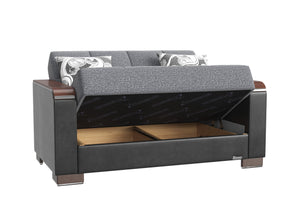 English Elm PrimeNest ZenAero X Upholstered Convertible Loveseat with Storage, Microfiber Comfort, Space-Saving Design Grey+Black B030P281768