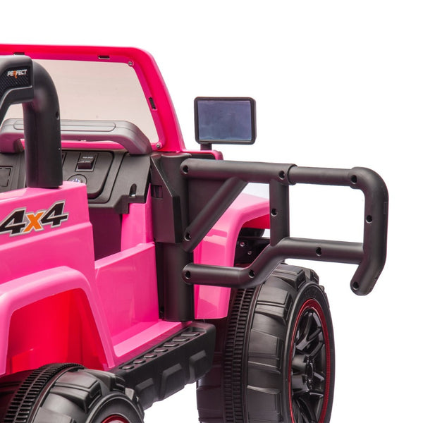 English Elm 24v Kids Electric Ride on Car with Parental Remote Rear Suspension and Bluetooth Audio Pink W1578P228744