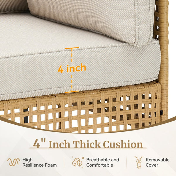English Elm Outdoor Wicker Swivel Glider Chair Set Patio Rocker with Plush T Back Cushions T3773P419997