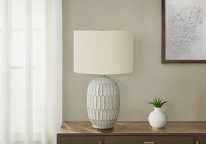 English Elm Lighting, 24" Cream Resin Table Lamp With Ivory Shade - Elegant Transitional Design For Any Room B2710P220136