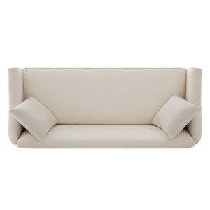 English Elm Modern Chenille Three Seater Sofa with Rubberwood Base and Wrap Around Arms for Living Room Beige N763S000110A