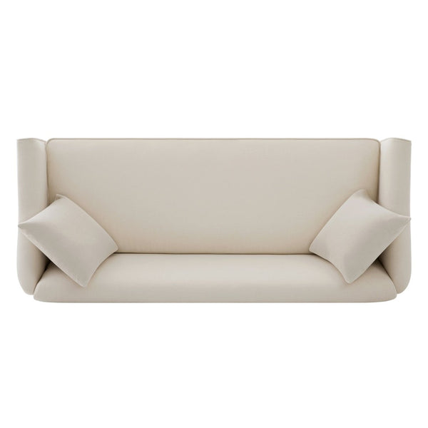 English Elm Modern Chenille Three Seater Sofa with Rubberwood Base and Wrap Around Arms for Living Room Beige N763S000110A
