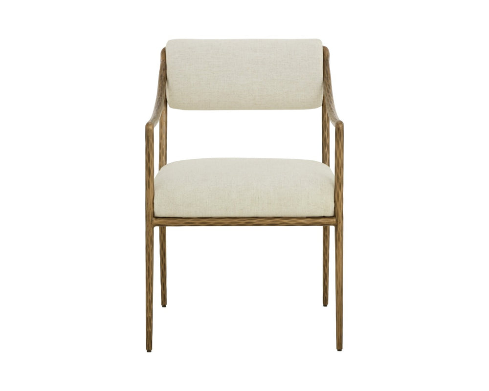 Sunpan LETICIA Dining Armchair - Timeless Geralt Linen Upholstery with Stylish Metal Frame & Comfort Design 112313