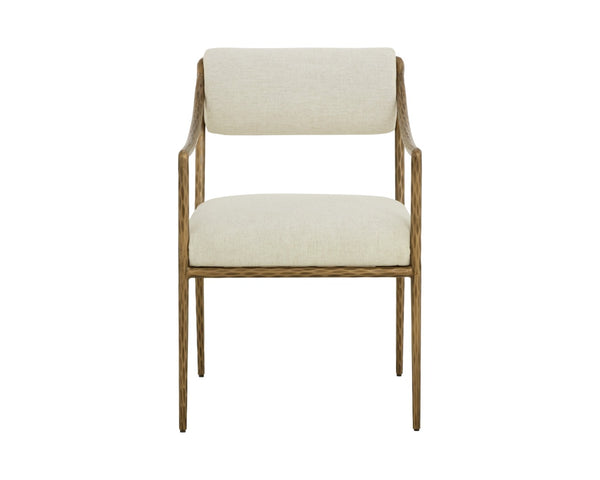 Sunpan LETICIA Dining Armchair - Timeless Geralt Linen Upholstery with Stylish Metal Frame & Comfort Design 112313