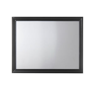 English Elm Naima Black Finish Mirror — 41"x31" Sleek Non-Beveled Wall Mirror with Durable Wood-Composite Frame, Modern Elegance and Light-Boosting Reflection B2726P261244