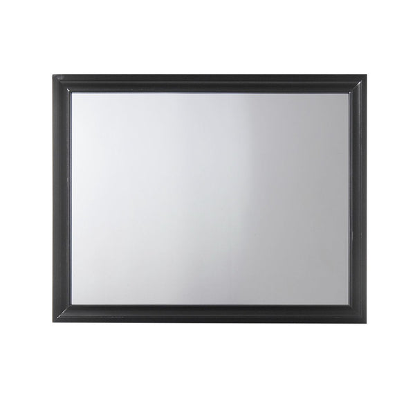 English Elm Naima Black Finish Mirror — 41"x31" Sleek Non-Beveled Wall Mirror with Durable Wood-Composite Frame, Modern Elegance and Light-Boosting Reflection B2726P261244