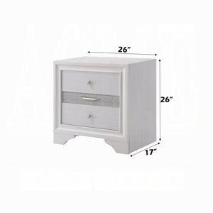 English Elm Contemporary Nightstand with Textured Finish and 2 Drawers — Modern Wooden Bedroom Storage, Easy Assembly White 20 L x 29 W x 30 H B2741P321725