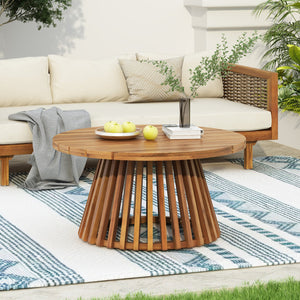 English Elm Christopher Knight Home® - Acacia Acacia Wood Patio Daybed and Round Coffee Table Set with Water-Resistant Cushions, Stylish Outdoor Lounge Green,Teak N770P234486F_66327.00GRN