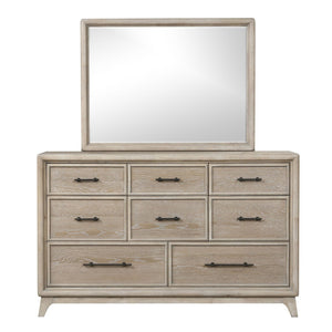 English Elm 1pc Eight Drawer Oak Veneer Dresser Rubberwood Frame Matte Hardware Bedroom Storage B2741P460888