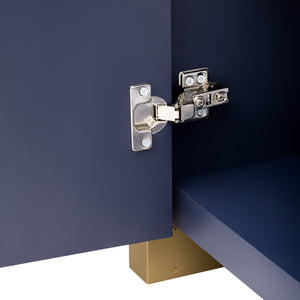 English Elm U_STYLE Curved 4-Door Wavy Panel Cabinet with Adjustable Shelves, MDF-Pine Top, 220lb Capacity, Stylish Storage Navy Blue WF530090AAV