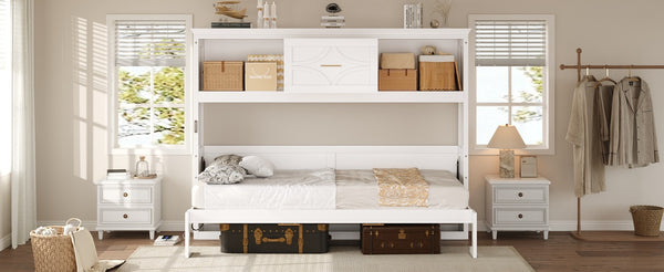 English Elm Twin Size Murphy Bed With Charging Station & Storage Drawer – Stylish, Space-Saving Solution! N7090004019K-GIGA